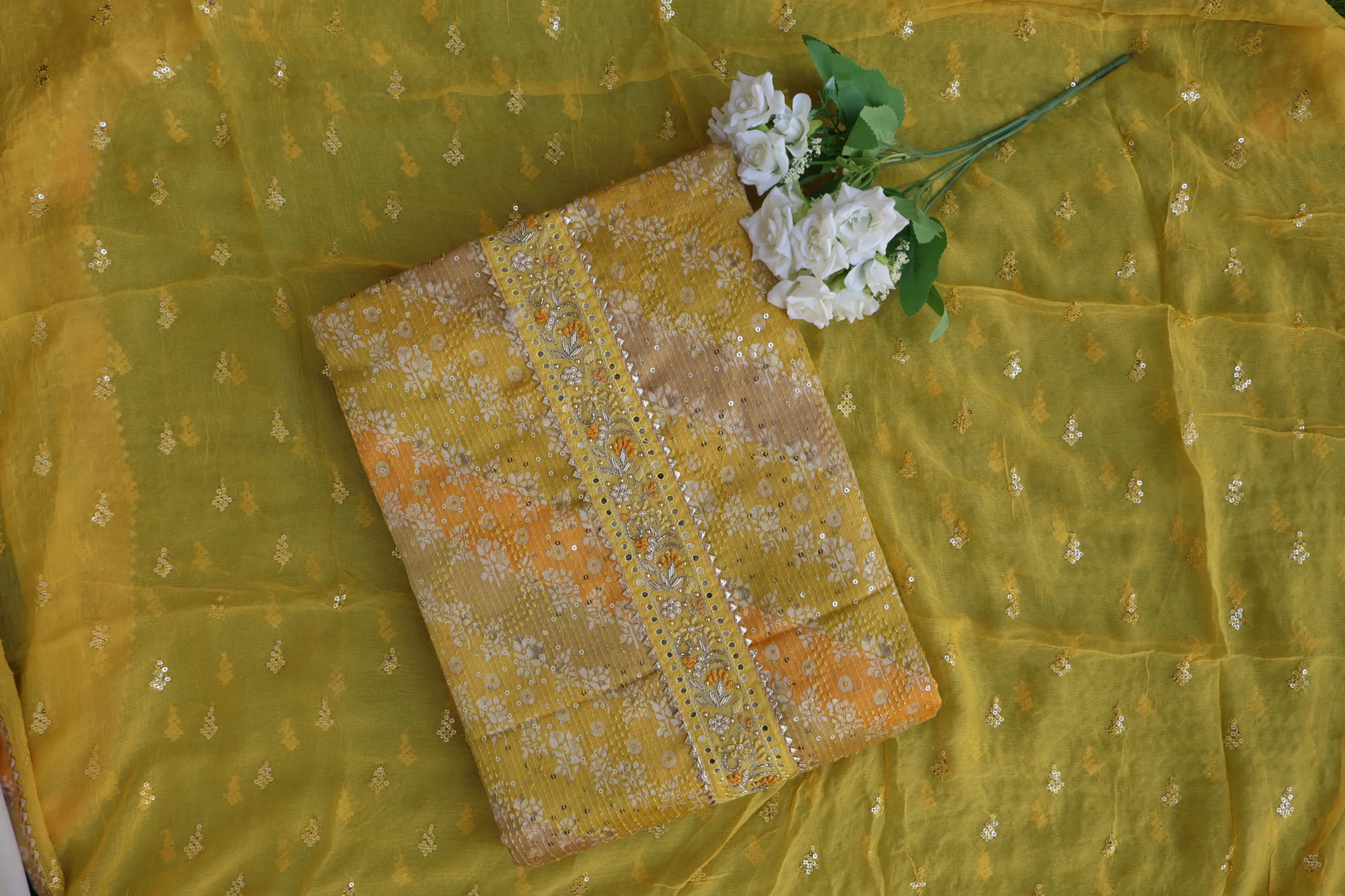 Elegant Yellow Cotton Suit Set with Dupatta - Chitra Fashion