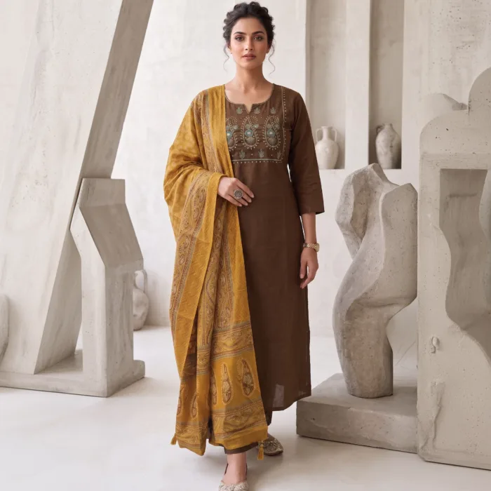 Heavy Sequence Embroidery Cotton Kurti Pant Set